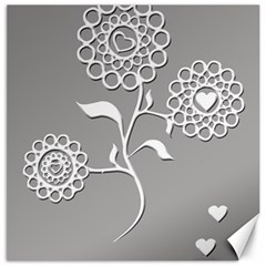 Flower Heart Plant Symbol Love Canvas 16  X 16  