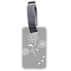 Flower Heart Plant Symbol Love Luggage Tags (two Sides) by Nexatart