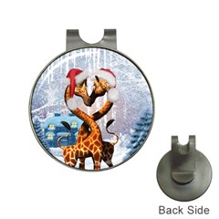 Christmas, Giraffe In Love With Christmas Hat Hat Clips With Golf Markers by FantasyWorld7