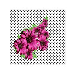 Daisy Flowers Polka Dots Pattern Small Satin Scarf (square) by LoolyElzayat