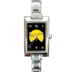 Man Mountain Moon Yellow Sky Rectangle Italian Charm Watch by Nexatart