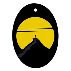 Man Mountain Moon Yellow Sky Ornament (Oval)