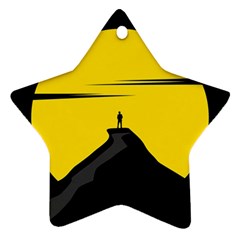 Man Mountain Moon Yellow Sky Ornament (Star)