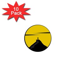 Man Mountain Moon Yellow Sky 1  Mini Buttons (10 pack) 