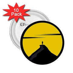 Man Mountain Moon Yellow Sky 2.25  Buttons (10 pack) 