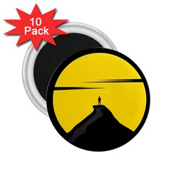 Man Mountain Moon Yellow Sky 2.25  Magnets (10 pack) 