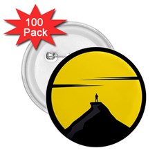 Man Mountain Moon Yellow Sky 2.25  Buttons (100 pack) 