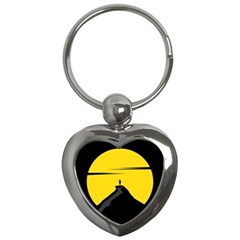 Man Mountain Moon Yellow Sky Key Chains (Heart) 