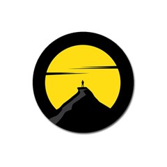 Man Mountain Moon Yellow Sky Magnet 3  (Round)