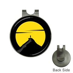 Man Mountain Moon Yellow Sky Hat Clips With Golf Markers by Nexatart