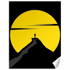 Man Mountain Moon Yellow Sky Canvas 12  x 16  