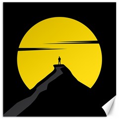 Man Mountain Moon Yellow Sky Canvas 20  x 20  