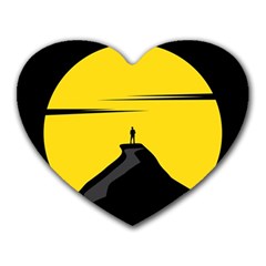 Man Mountain Moon Yellow Sky Heart Mousepads