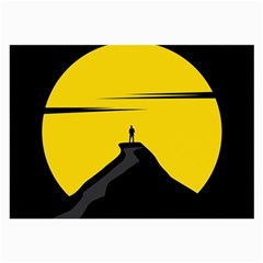 Man Mountain Moon Yellow Sky Large Glasses Cloth