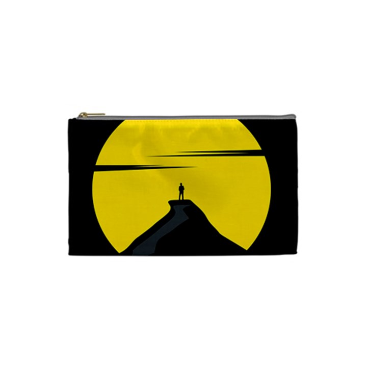 Man Mountain Moon Yellow Sky Cosmetic Bag (Small) 