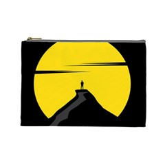 Man Mountain Moon Yellow Sky Cosmetic Bag (Large) 