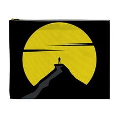 Man Mountain Moon Yellow Sky Cosmetic Bag (xl) by Nexatart
