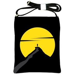 Man Mountain Moon Yellow Sky Shoulder Sling Bags by Nexatart