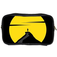 Man Mountain Moon Yellow Sky Toiletries Bags by Nexatart