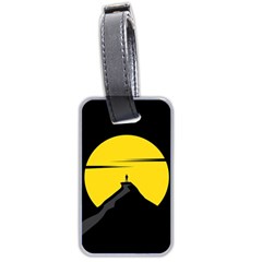 Man Mountain Moon Yellow Sky Luggage Tags (two Sides) by Nexatart