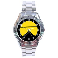 Man Mountain Moon Yellow Sky Stainless Steel Analogue Watch