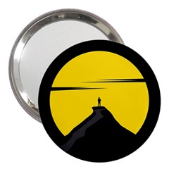 Man Mountain Moon Yellow Sky 3  Handbag Mirrors