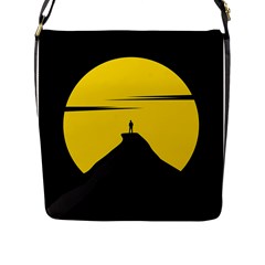 Man Mountain Moon Yellow Sky Flap Messenger Bag (L) 