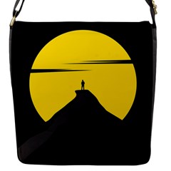 Man Mountain Moon Yellow Sky Flap Messenger Bag (S)