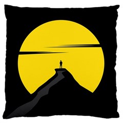 Man Mountain Moon Yellow Sky Large Flano Cushion Case (two Sides) by Nexatart