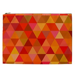 Red Hot Triangle Tile Mosaic Cosmetic Bag (xxl) 