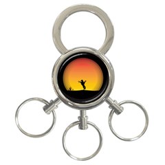 Horse Cowboy Sunset Western Riding 3-ring Key Chains by Nexatart