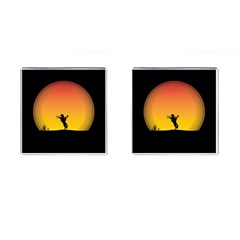 Horse Cowboy Sunset Western Riding Cufflinks (square)