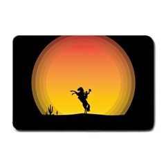 Horse Cowboy Sunset Western Riding Small Doormat  by Nexatart