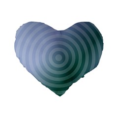 Teal Background Concentric Standard 16  Premium Flano Heart Shape Cushions by Nexatart