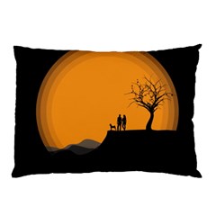 Couple Dog View Clouds Tree Cliff Pillow Case (two Sides) by Nexatart