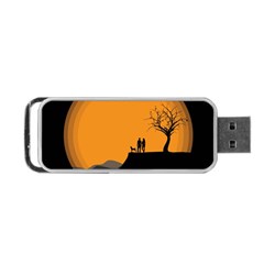 Couple Dog View Clouds Tree Cliff Portable Usb Flash (one Side) by Nexatart