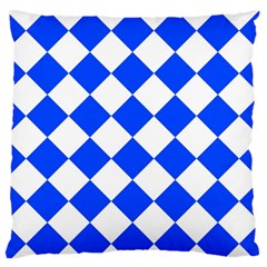 Blue White Diamonds Seamless Large Flano Cushion Case (one Side) by Nexatart