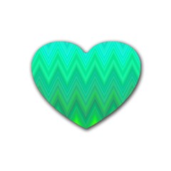 Green Zig Zag Chevron Classic Pattern Rubber Coaster (heart)  by Nexatart