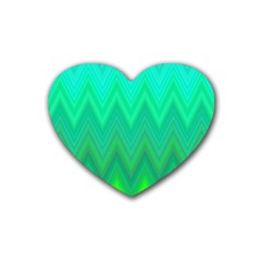 Green Zig Zag Chevron Classic Pattern Heart Coaster (4 Pack)  by Nexatart