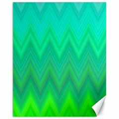 Green Zig Zag Chevron Classic Pattern Canvas 11  X 14  