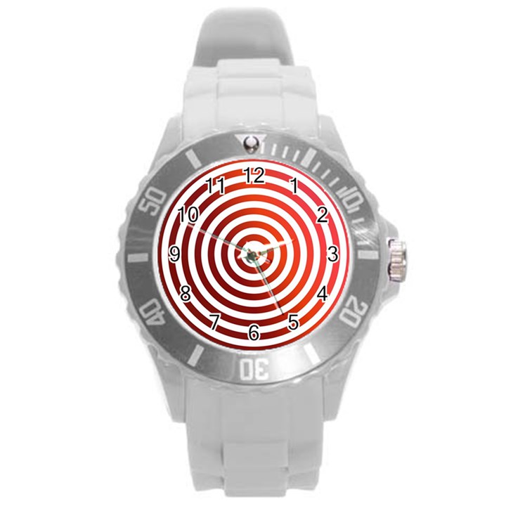 Concentric Red Rings Background Round Plastic Sport Watch (L)