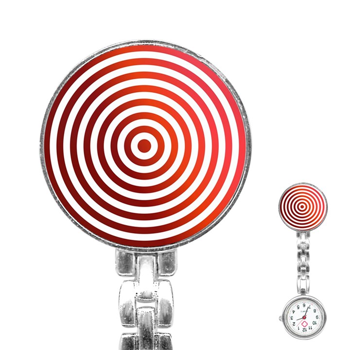 Concentric Red Rings Background Stainless Steel Nurses Watch