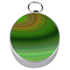 Green Background Elliptical Silver Compasses