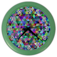 Triangle Tile Mosaic Pattern Color Wall Clocks by Nexatart