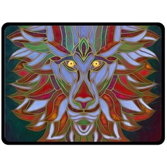 Surreal Lion Face Painting Double Sided Fleece Blanket (large)  by GabriellaDavid