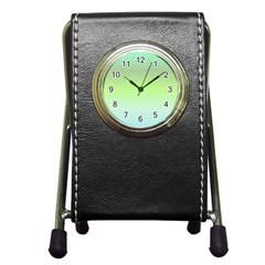 Green Line Zigzag Pattern Chevron Pen Holder Desk Clocks by Nexatart