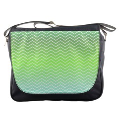 Green Line Zigzag Pattern Chevron Messenger Bags by Nexatart