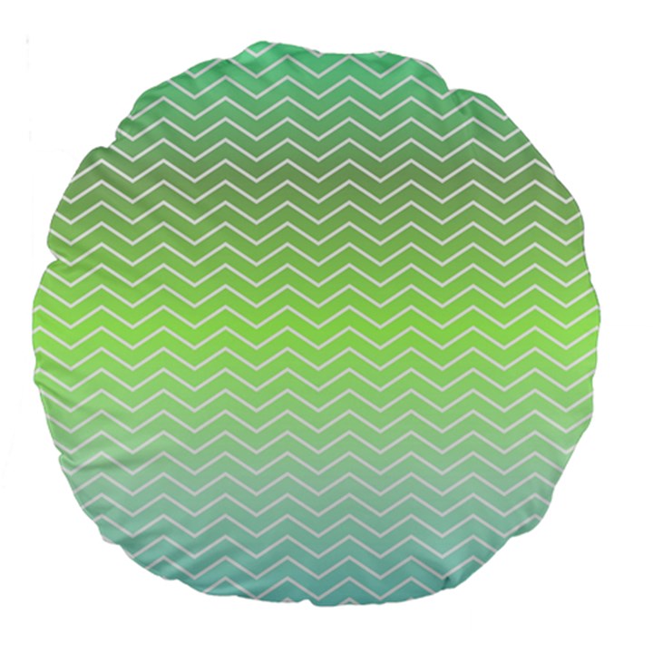 Green Line Zigzag Pattern Chevron Large 18  Premium Round Cushions