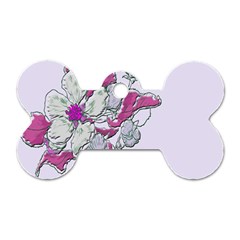 Bouquet Flowers Plant Purple Dog Tag Bone (two Sides)