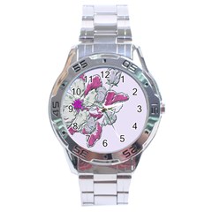 Bouquet Flowers Plant Purple Stainless Steel Analogue Watch by Nexatart
